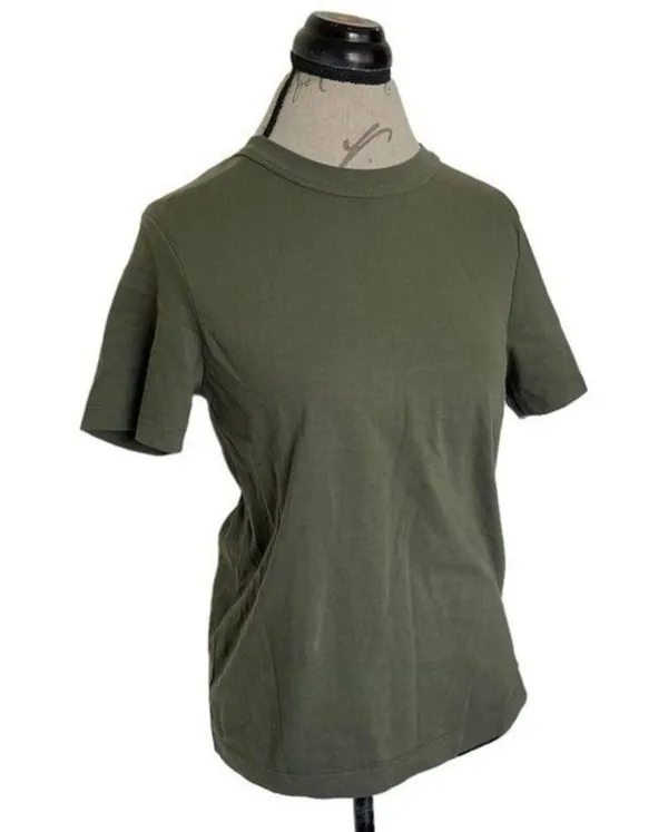Wear Wrecklessly Short Sleeve Blouse Green Organic Cotton Vintage Crew Sz Medium - Image 5