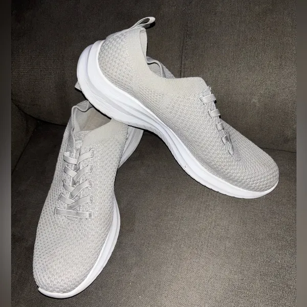 Skechers Light Gray Knit Slip-On Sneakers - Image 2