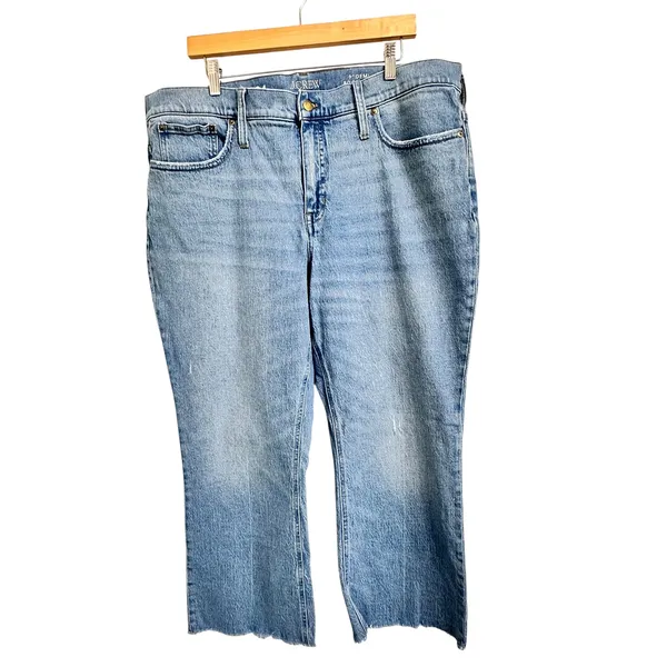 J.Crew Womens‎ 9" Demi Boot Crop Jeans Size 34 Brommell Wash Frayed Hem Denim - Image 2