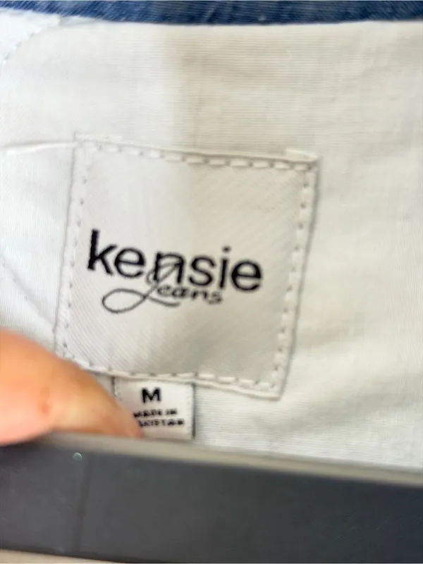 Kensie Jeans Quilted Denim Bomber Jacket Light Acid Wash Chambray Size M - Image 7