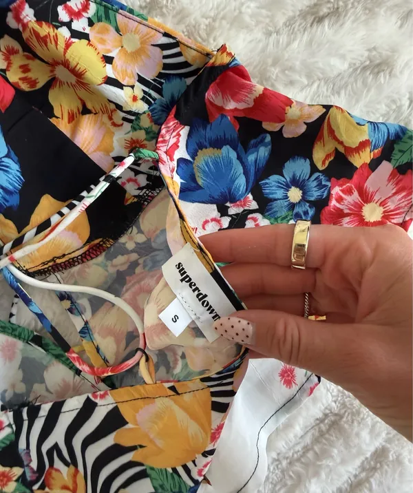 superdown Floral Tie-Front Spaghetti-Strap Cami - White Multi - Image 5