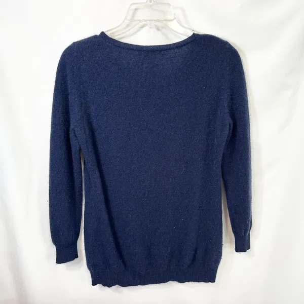 Ann Taylor Medium Cashmere Sweater Navy‎ Blue Scoop Neck Pullover Old Money 1670 - Image 2