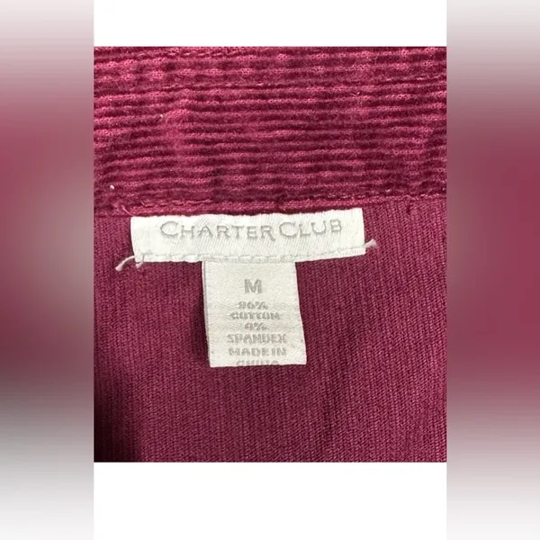 Charter Club Corduroy Jacket Womens Medium Burgundy Button‎ Up Pockets Slim Fit - Image 4