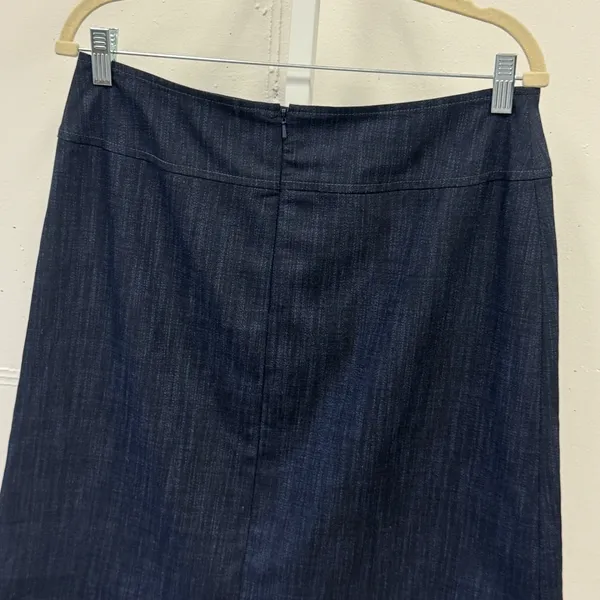 Worth New York Dark Indigo Wool Blend A-Line Pencil Skirt Size 6 Seam Detail - Image 5