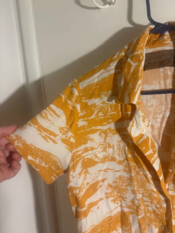 Reformation Yellow Cuban Print Collared Shirt - Image 6