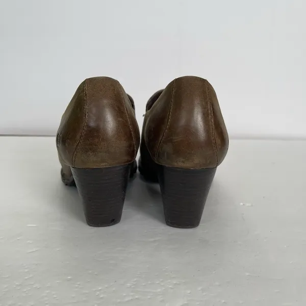 Born Shoes Gertrude Ankle‎ Booties Block Heel Pull On Brown Leather Women's 8 - Image 5