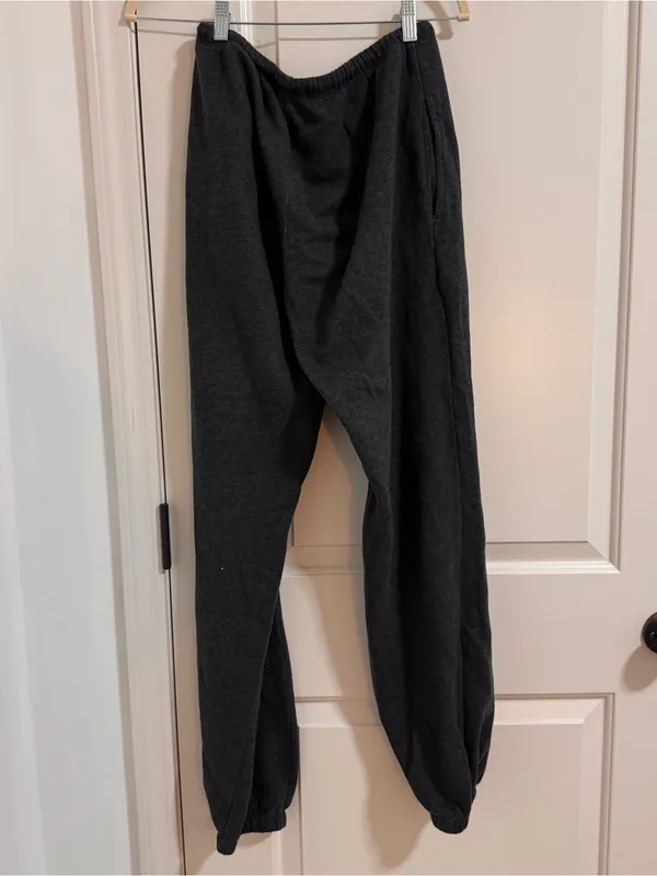 Brandy Melville Dark Grey Jogger Sweatpants with Cream Drawstring - Image 3