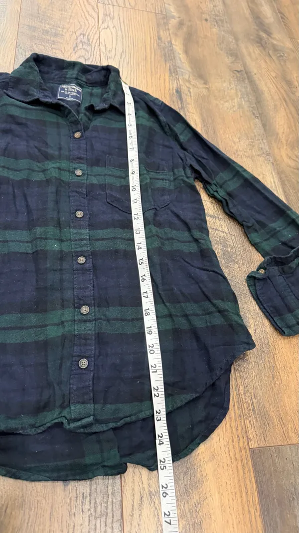 Abercrombie & Fitch Shirt Women’s Size Small Plaid Flannel Long Sleeve, Green - Image 4