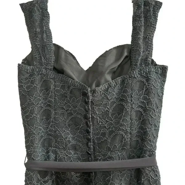 Mori‎ Lee Dark Gray Lace Evening Gown Size 10 Sleeveless V-Neck Short Dress - Image 15
