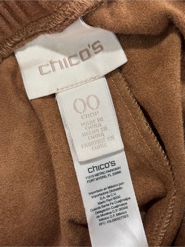 Chicos Tan Neutral Faux Suede Cropped Wide Leg Pants Size XS Womens - Image 9