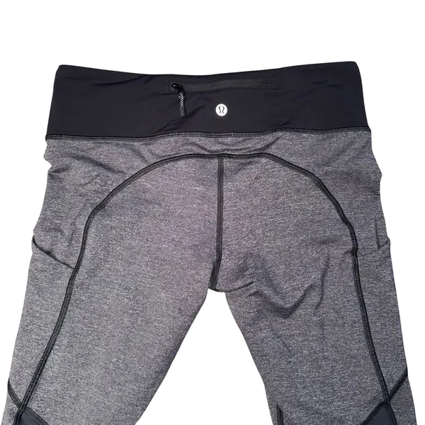 Lululemon‎ Speed Up Tight Women 8 Gray Black Excellent Mesh Pockets Leggings - Image 3