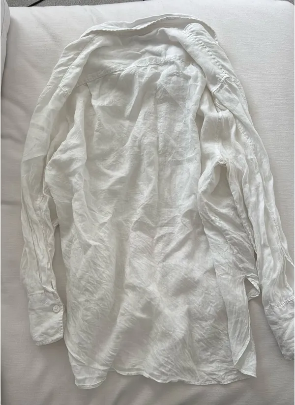 ZARA White Linen Button Women’s Down Shirt - Image 3