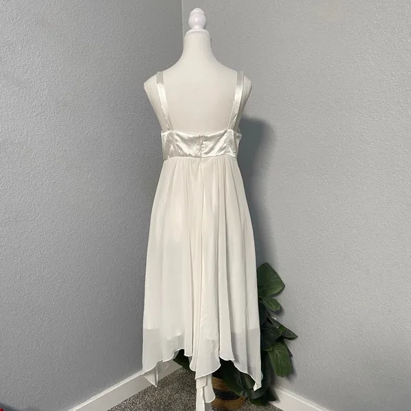 White Ivory Dress Empire Waist Rhinestone Handkerchief Hem Fairycore Whimsical - Image 4