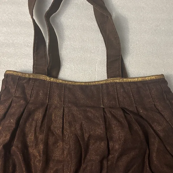 Brown/Gold Metallic Cloth Shoulder Bag Boho Fall Fairycore Grandma Minimalist - Image 6