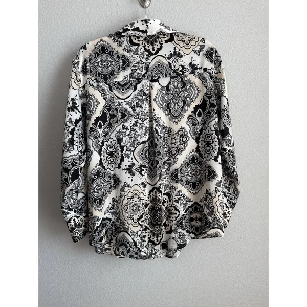 ZARA Satin Paisley Medallion Print Blouse Shirt Boho Chic Dark Academia Top Sz M - Image 2