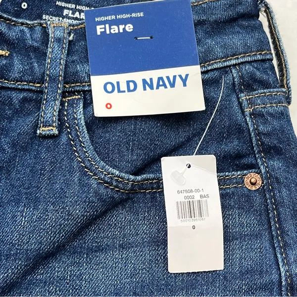 Old Navy Higher High Rise Flare Womens Size 0 / 24‎ Waist Blue Denim Jean NEW - Image 3