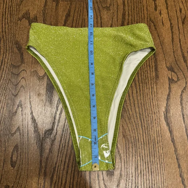 ASOS AsYou Green Shimmer High Cut Bikini Swim Suit Bottom Size 4 Small Glitter - Image 7