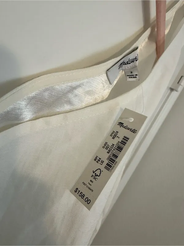 NWT Madewell One-Shoulder Midi Dress in Lighthouse White Size 2 - Image 9