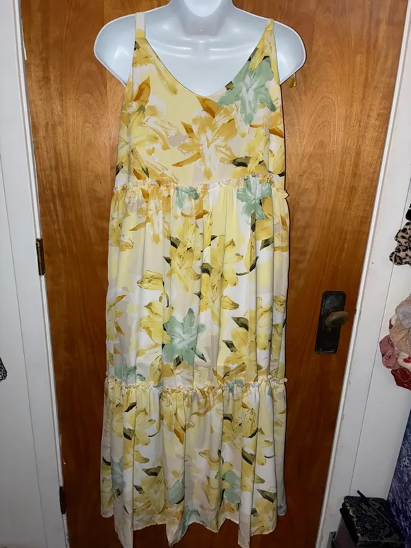 Hayden Yellow Floral Tie-Shoulder Maxi Dress -Size M - Image 6