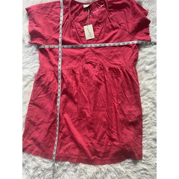 NWT Universal Thread Linen Blend Babydoll Top XL Pink Short Sleeve V-Neck - Image 9