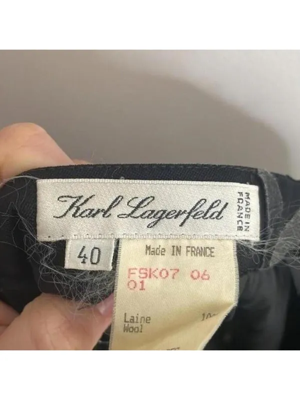 💕Karl Lagerfeld Black 100% Wool Black Pencil Skirt Minimal Business Career work - Image 7