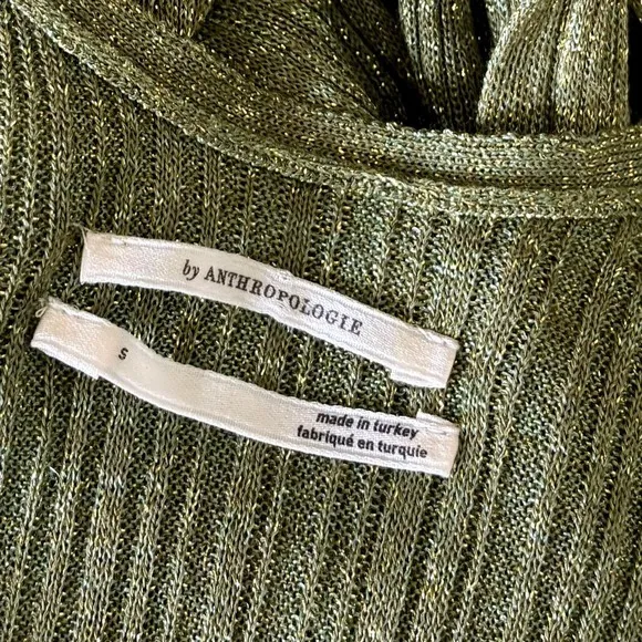 By ANTHROPOLOGIE Long Shine Cardigan Sweater Green Tie Front Knitwear Small - Image 11
