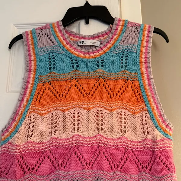 ZARA multicolor knit vest sweater - Image 3