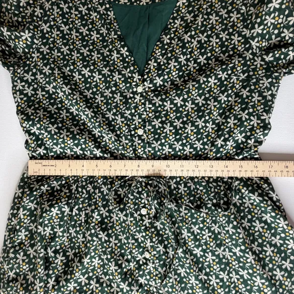 Trovata Birds of Paradise Green Floral Midi Dress‎ Size Small Button Front Boho - Image 10