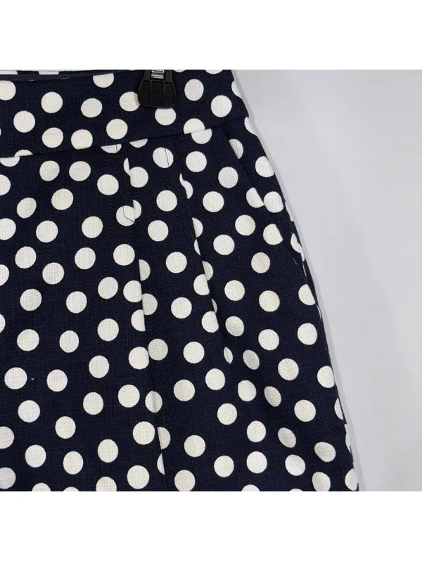 J.Crew Navy Blue White Polka Dot Pleated Shorts Women’s Size 6 - Image 5
