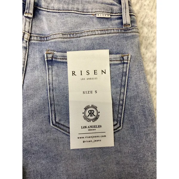 Risen Jeans Womens Cuffed HR Short Light Wash Denim RDS6155SZ Size S - Image 6