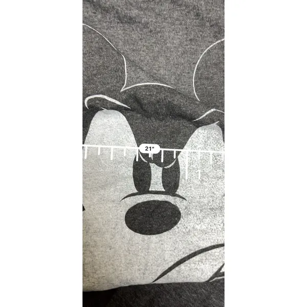 Disney Mickey‎ Mouse Grumpy Face Graphic Ringer T-Shirt Gray Black Large - Image 7