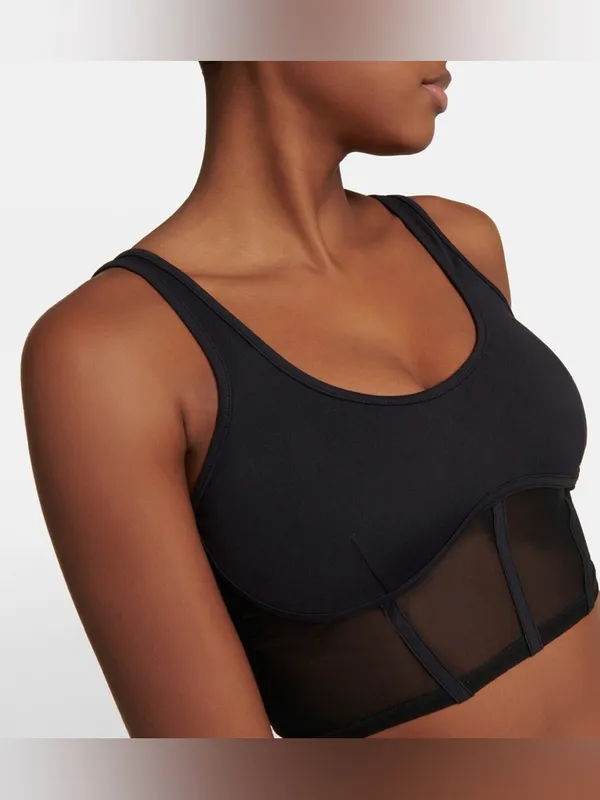 ALO YOGA Airbrush Mesh Corset Tank Top Black - Image 4