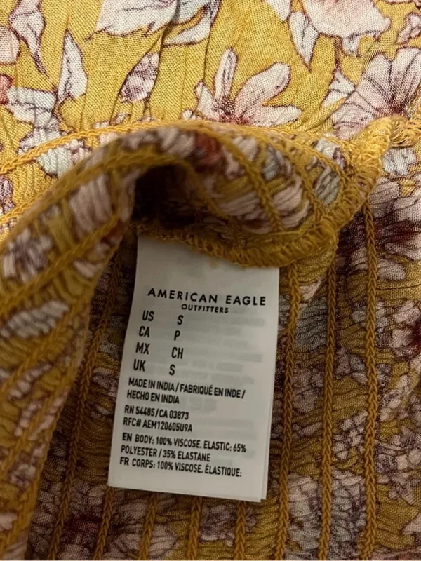 American Eagle Cropped Floral Sleeveless Shirt Smocked Tank Top Size S NWT Boho - Image 8
