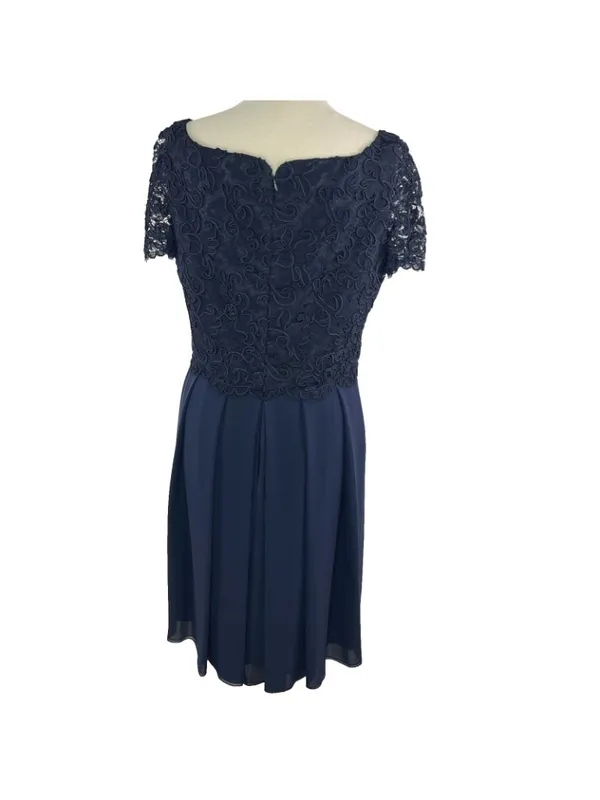 Joanna Mastroianni Sz 14 100% Silk Navy Mini Dress Cocktail Bergdorf Goodman USA - Image 4