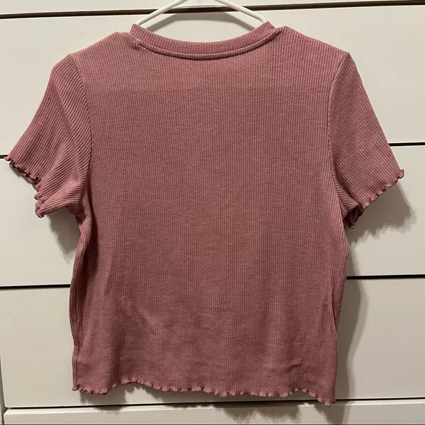 American Eagle Pink Ribbed Tee - Image 3