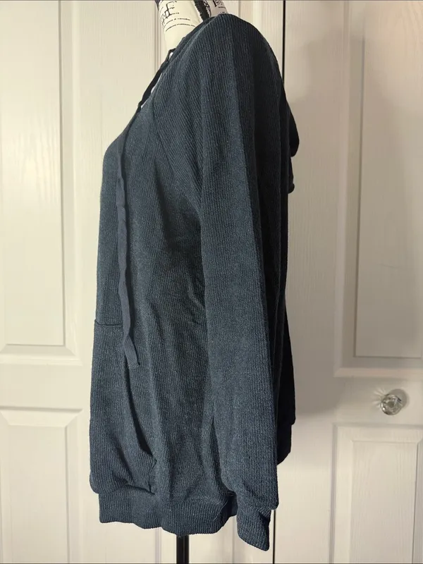 BloomChic Deep Teal Zip Hoodie Blue Size 10 - Image 4