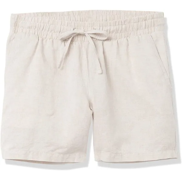 Amazon Essentials Women's 4.5" Inseam Drawstring Linen Blend Short M Tan Size M - Image 3