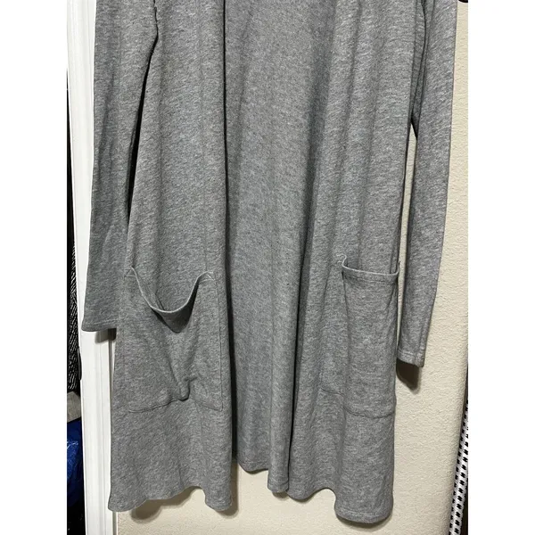 PURE‎ J. JILL CARDIGAN Gray LONG OVERSIZE DUSTER SWEATER Cotton Pockets Sz S - Image 2