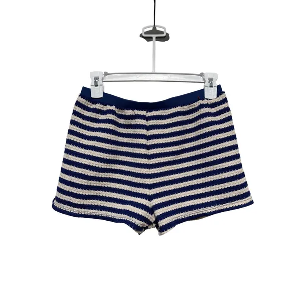 Striped Blue and White Knit Shorts Size M - Image 2