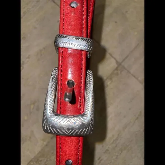 Brighton 03507 Red Leather Southwest Beaded Belt Size Women's‎ M - Image 5
