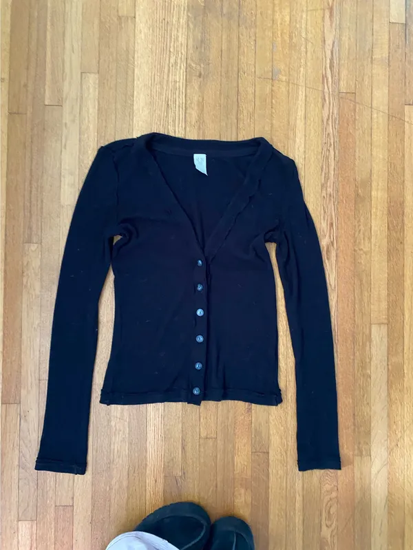 Free People Black Button Down Shirt Cotton Long Sleeve - Image 2
