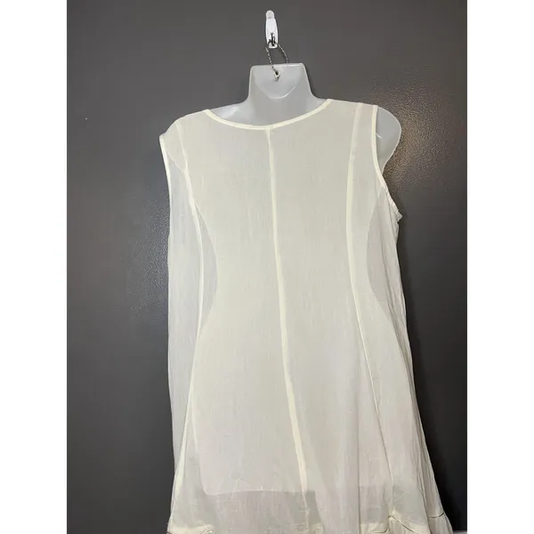 Source Unknown White Tiered Flowy Maxi Dress Womens 36 Sleeveless V Neck Boho Summer Casual - Image 8