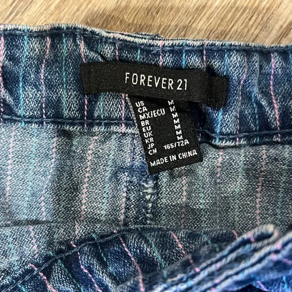 Forever 21 Rainbow Stripe Denim Mini Skirt - Image 4