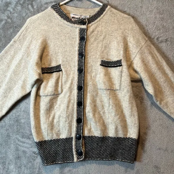 Vintage Wool Angora Rabbit Hair Cardigan Neutral Beige Cozy Cottagecore Granny S - Image 4