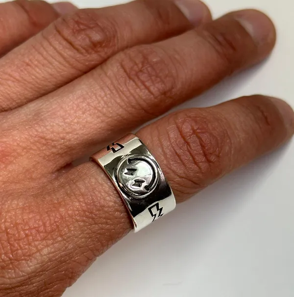 Adjustable Smiley Face Silver Ring - Image 2