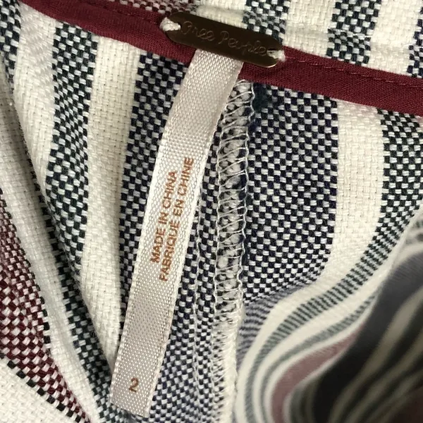 Free People‎ Mod Blue & Red Stripe Linen Crop Pants 2 - Image 6