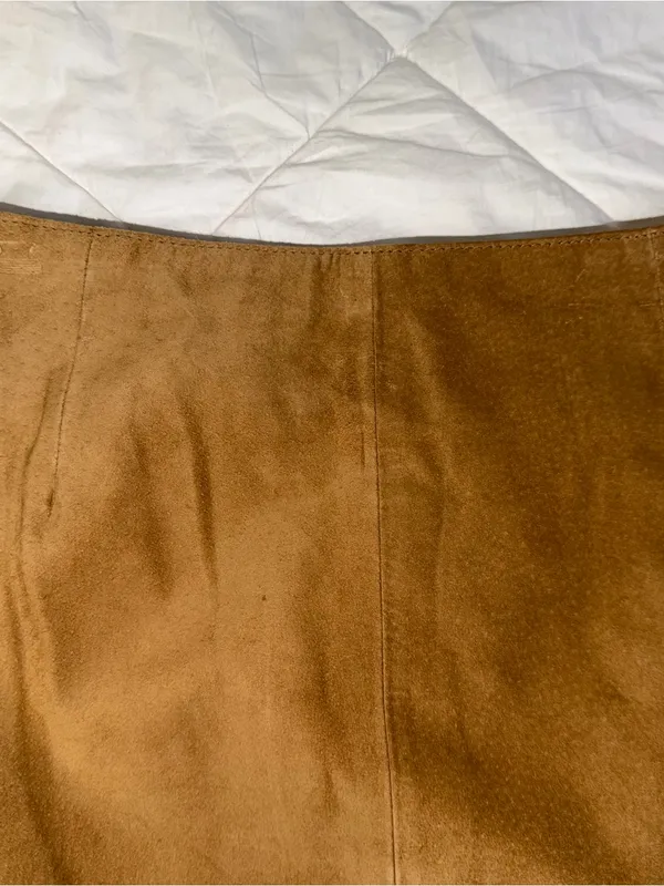 INC International Concepts Tan Suede Fringe Pencil Skirt - Image 5
