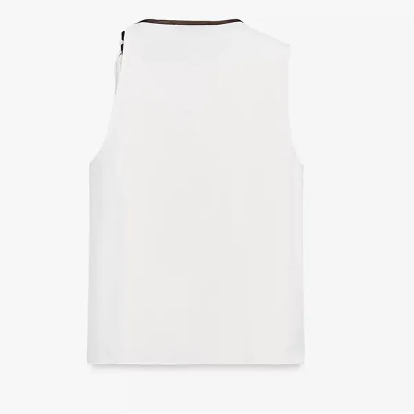 Zara NWT white & brown asymmetrical bow tie knot ribbon shoulder detail - Image 9
