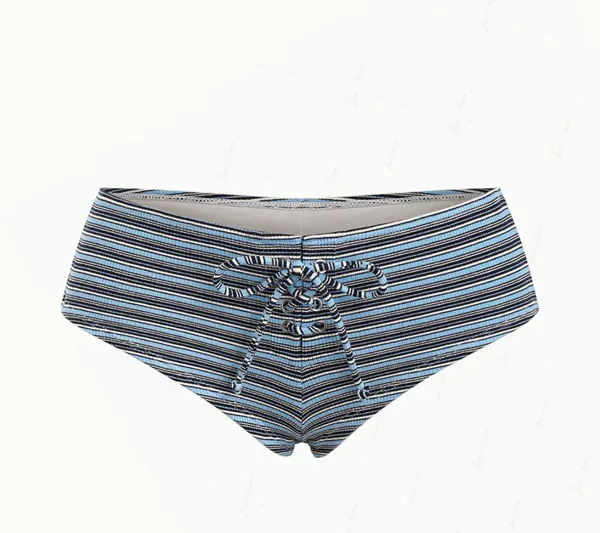 Janexswim Blue Ribbed Knit Striped Tankini Set - Image 3