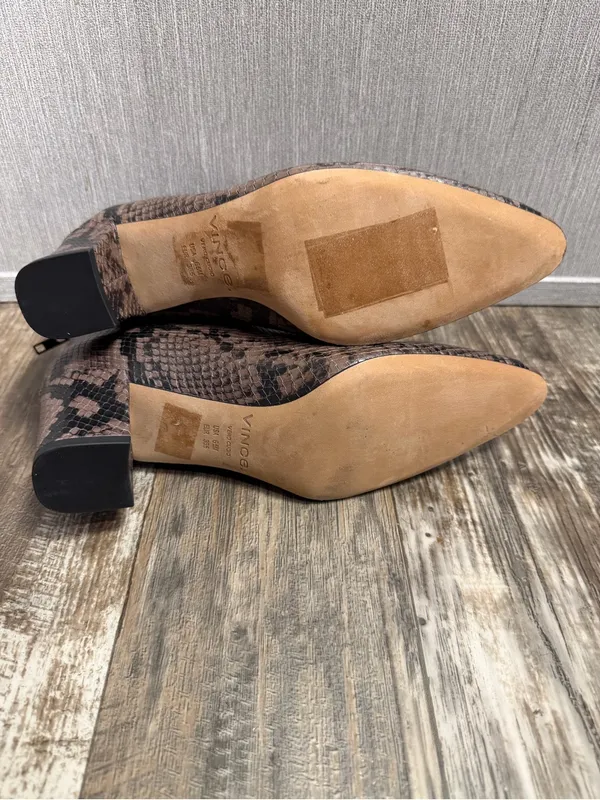 Vince Brown Snakeskin-Print Leather Ankle Boot Size 6.5 - Image 12